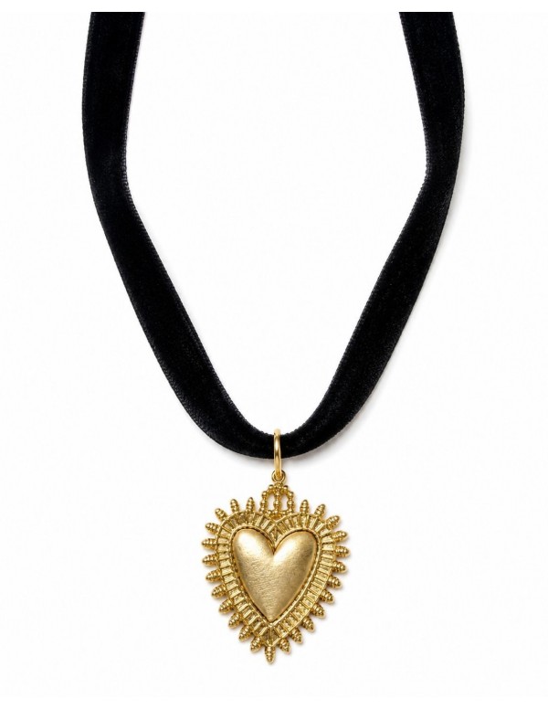 COLLAR BAÑADO EN ORO NEGRO CORAZON