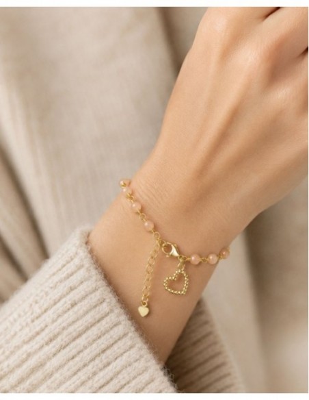 PULSERAS BAÑADAS EN ORO PIEDRA ROSADA