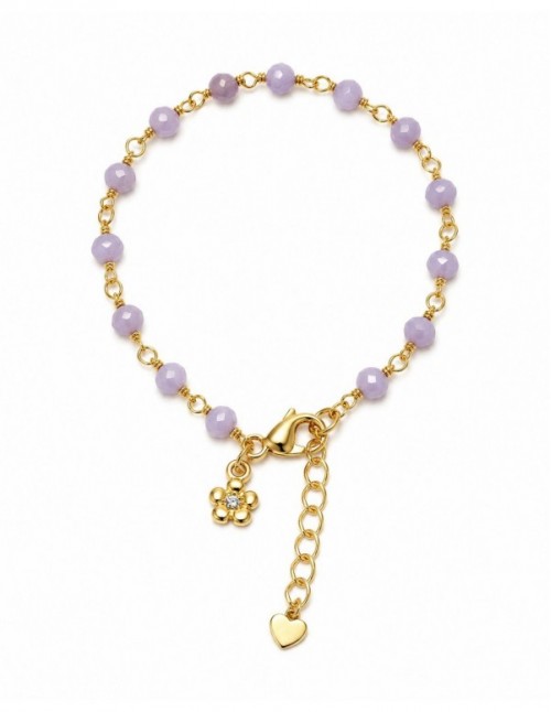 PULSERAS BAÑADAS EN ORO PIEDRA MORADA