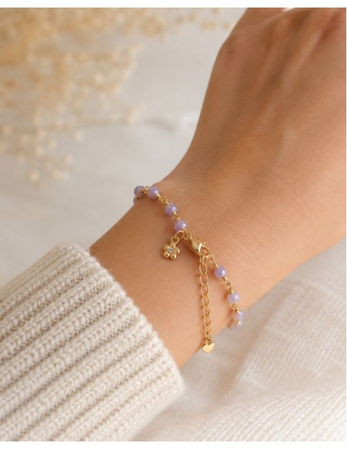 PULSERAS BAÑADAS EN ORO PIEDRA MORADA 2