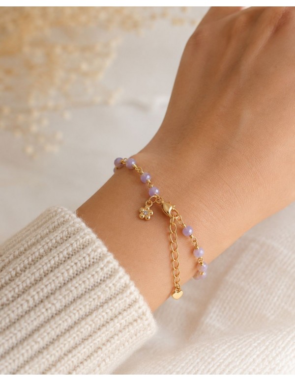 PULSERAS BAÑADAS EN ORO PIEDRA MORADA