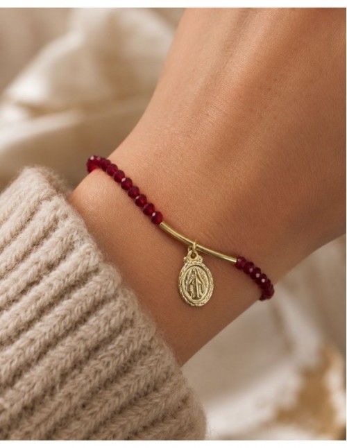 PULSERAS BAÑADAS EN ORO CRISTALES ROJOS 2