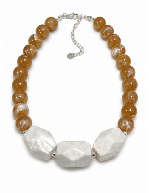 COLLAR BAÑADO EN ORO PIEDRA CAFÉ