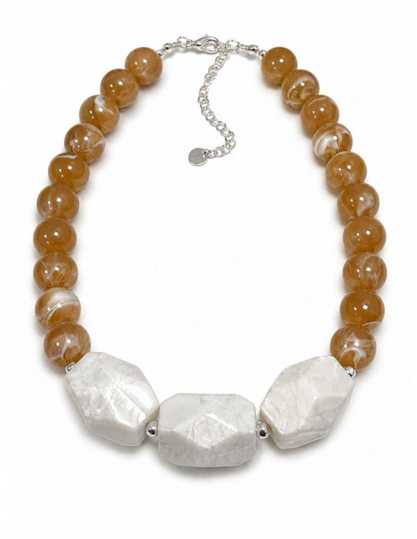 COLLAR BAÑADO EN ORO PIEDRA CAFÉ