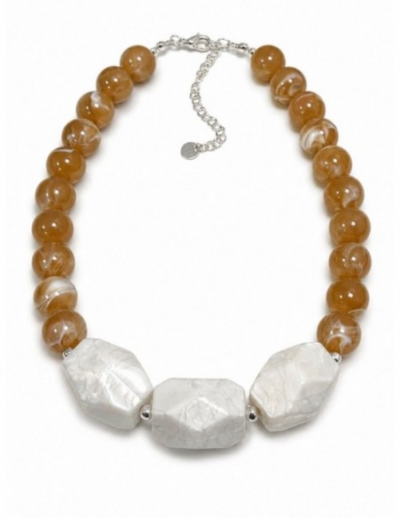 COLLAR BAÑADO EN ORO PIEDRA CAFÉ