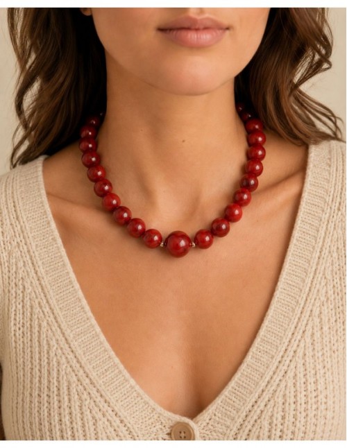 COLLAR BAÑADO EN ORO PIEDRA ROJA 2