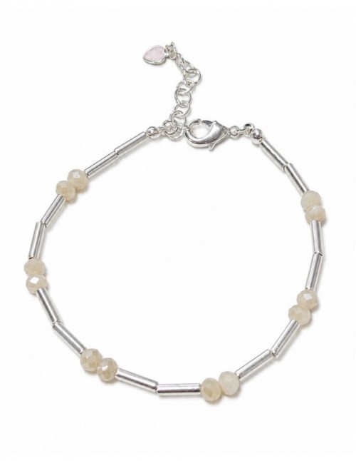 PULSERA BAÑO DE PLATA PIEDRA BLANCA