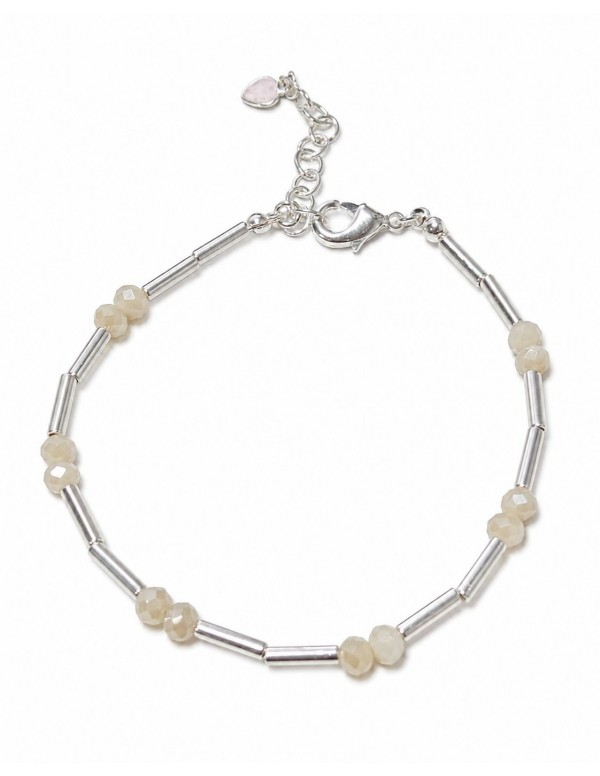 PULSERA BAÑO DE PLATA PIEDRA BLANCA