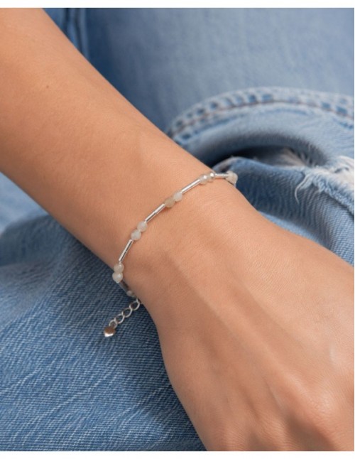 PULSERA BAÑO DE PLATA PIEDRA BLANCA 2