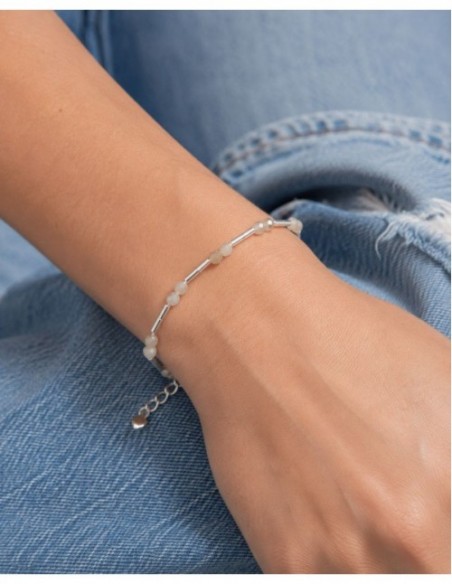 PULSERA BAÑO DE PLATA PIEDRA BLANCA