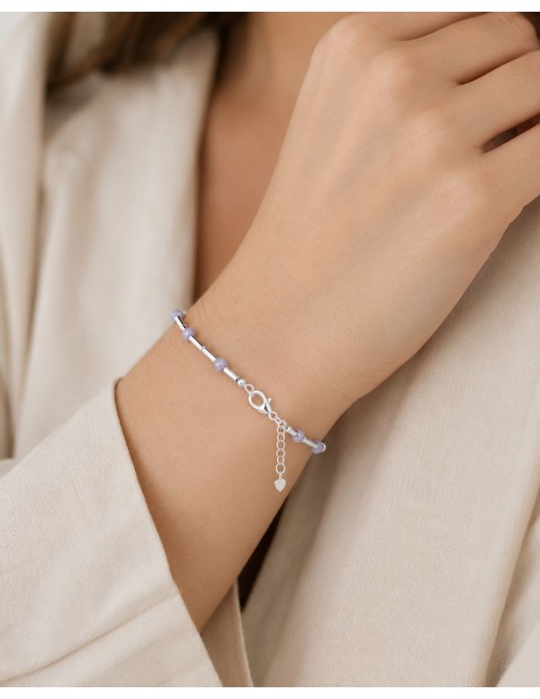 PULSERA BAÑO DE PLATA PIEDRA LILA