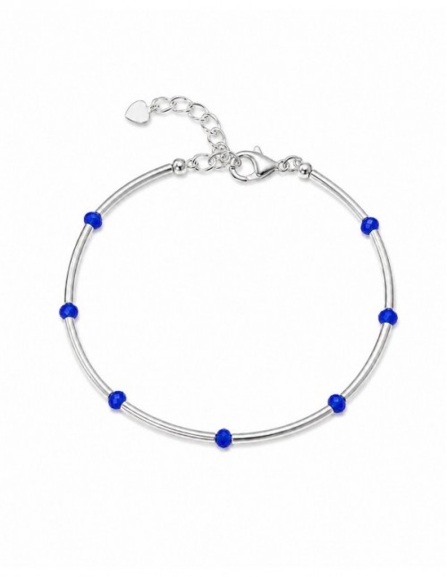PULSERA BAÑO DE PLATA PIEDRA AZUL