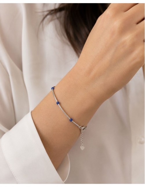 PULSERA BAÑO DE PLATA PIEDRA AZUL 2