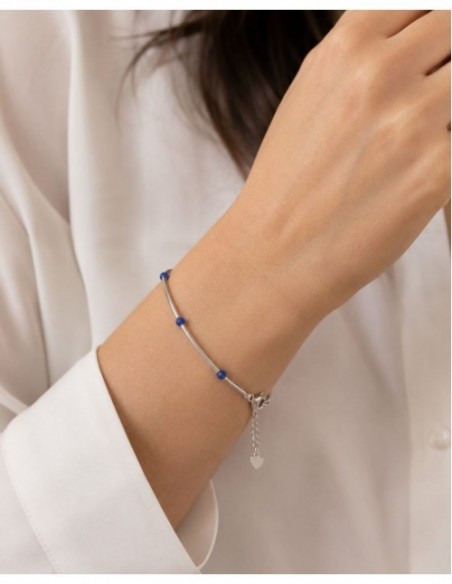 PULSERA BAÑO DE PLATA PIEDRA AZUL