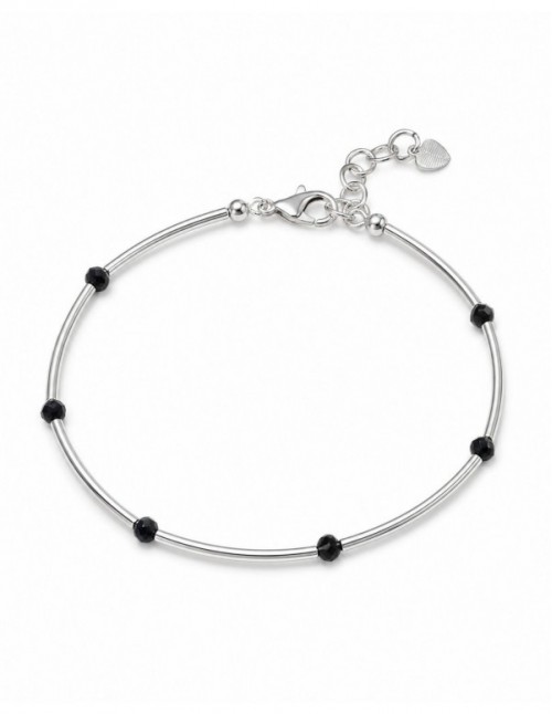PULSERA BAÑO DE PLATA PIEDA NEGRA