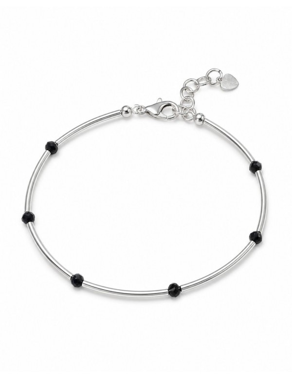 PULSERA BAÑO DE PLATA PIEDA NEGRA
