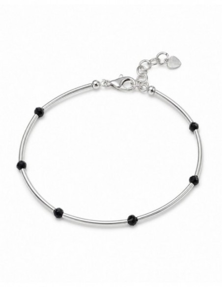 PULSERA BAÑO DE PLATA PIEDA NEGRA