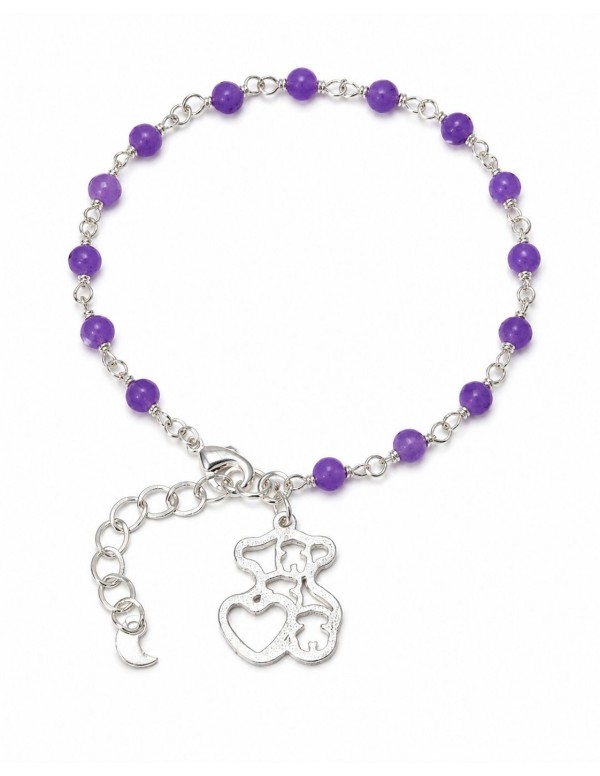 PULSERA BAÑO DE PLATA PIEDRA MORADA