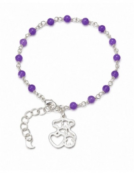PULSERA BAÑO DE PLATA PIEDRA MORADA