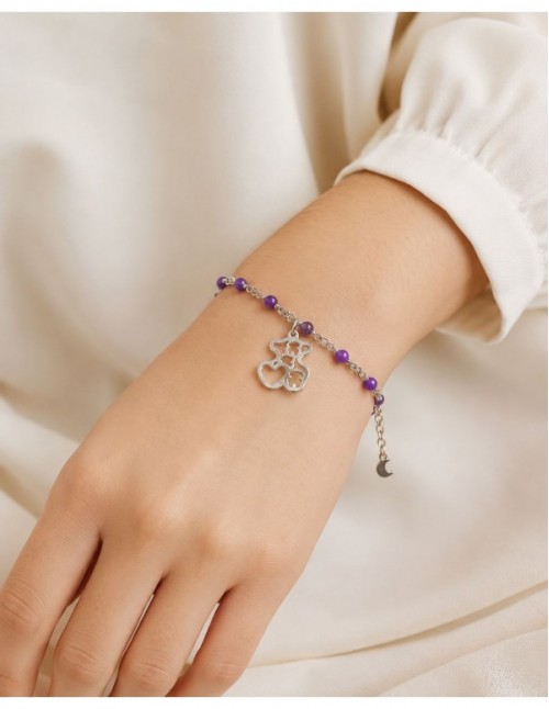 PULSERA BAÑO DE PLATA PIEDRA MORADA 2