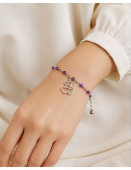 PULSERA BAÑO DE PLATA PIEDRA MORADA