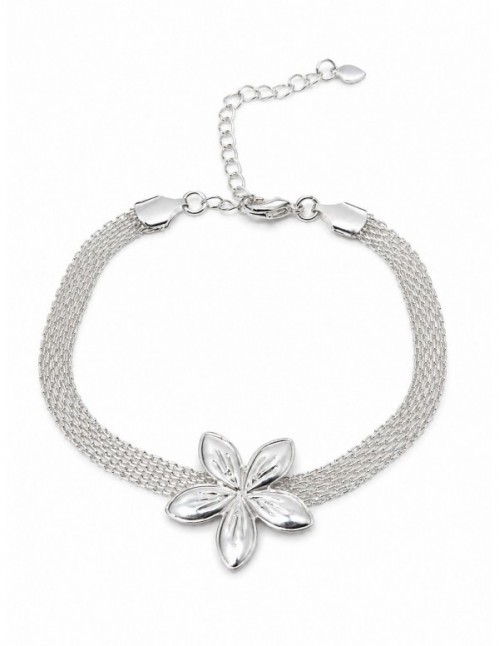 PULSERA BAÑO DE PLATA FLOR