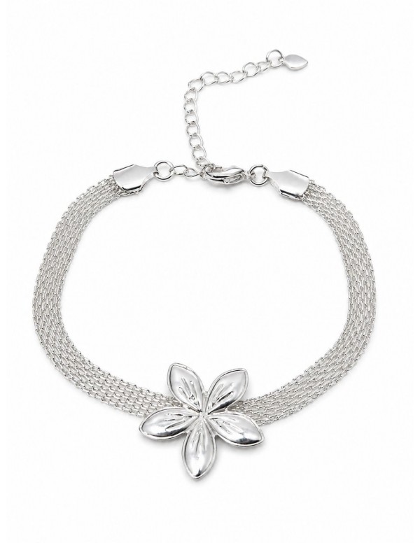 PULSERA BAÑO DE PLATA FLOR