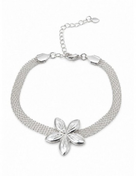 PULSERA BAÑO DE PLATA FLOR