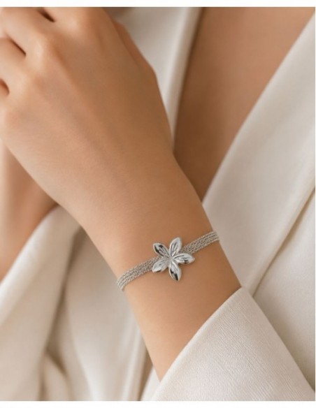 PULSERA BAÑO DE PLATA FLOR