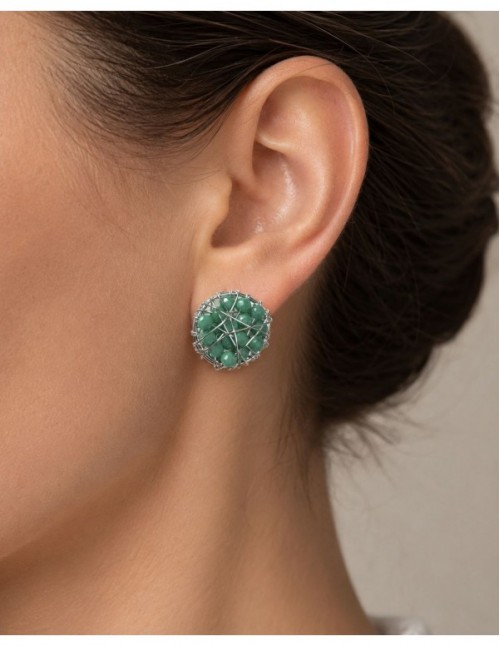 AROS BAÑADOS EN PLATA CRISTAL VERDE 2