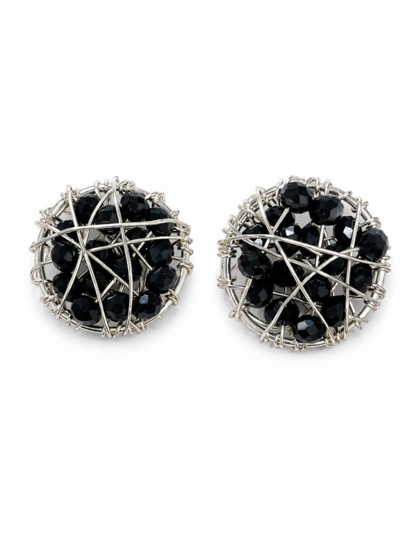 AROS BAÑADOS EN PLATA CRISTAL NEGRO