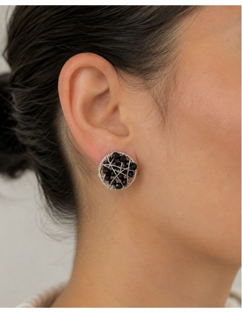 AROS BAÑADOS EN PLATA CRISTAL NEGRO 2