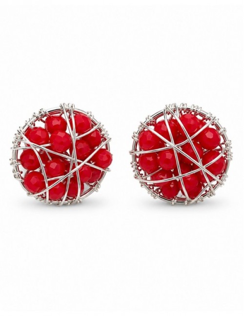 AROS BAÑADOS EN PLATA CRISTAL ROJO