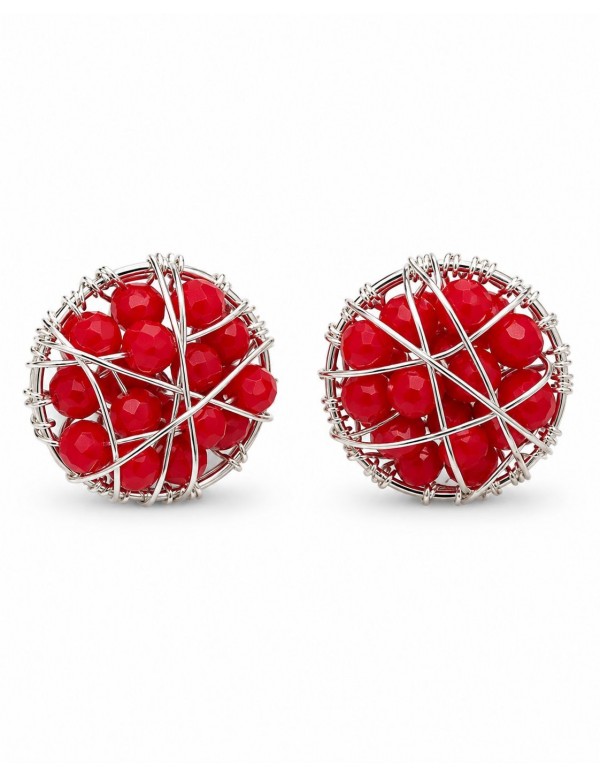AROS BAÑADOS EN PLATA CRISTAL ROJO