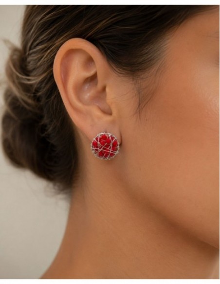 AROS BAÑADOS EN PLATA CRISTAL ROJO