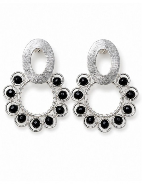 AROS BAÑADOS EN PLATA PIEDRA NEGRA