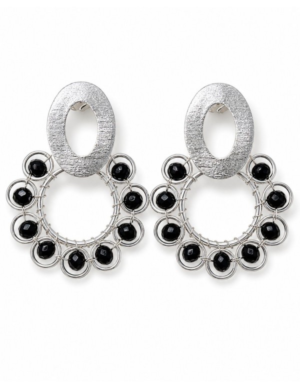 AROS BAÑADOS EN PLATA PIEDRA NEGRA