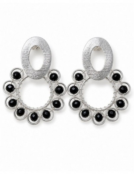 AROS BAÑADOS EN PLATA PIEDRA NEGRA