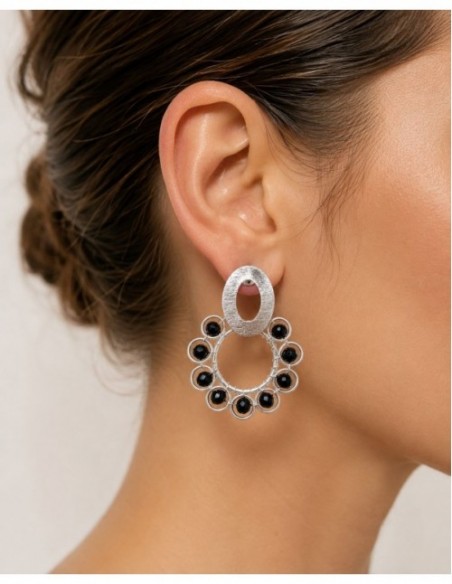 AROS BAÑADOS EN PLATA PIEDRA NEGRA