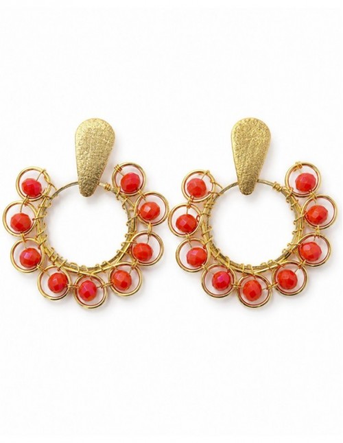AROS BAÑADOS EN ORO PIEDRA NARANJA