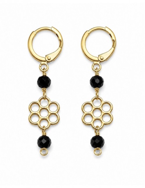 AROS BAÑADOS EN ORO CRISTAL NEGRO
