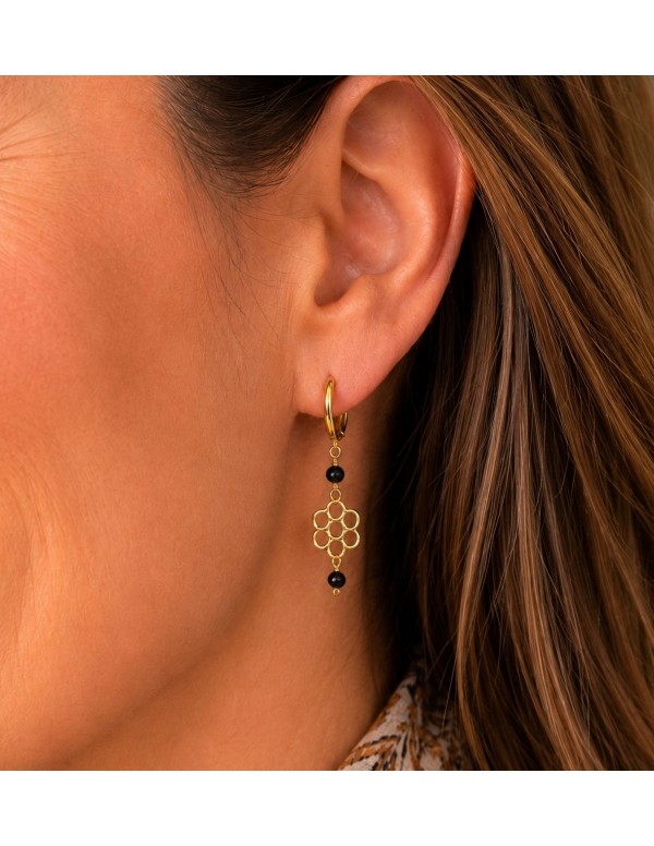 AROS BAÑADOS EN ORO CRISTAL NEGRO