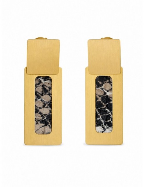 AROS BAÑADOS EN ORO CUERO NEGRO Y GRIS