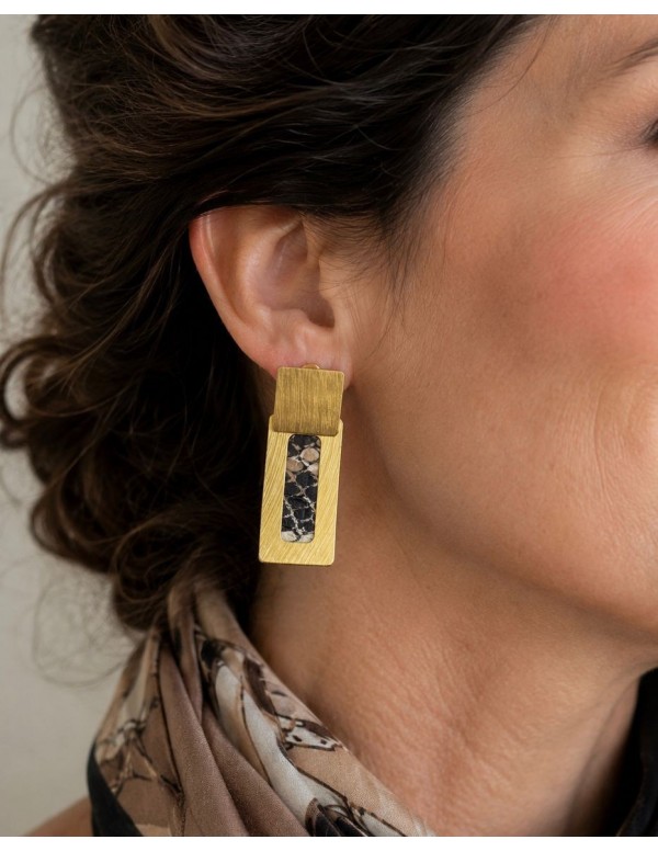 AROS BAÑADOS EN ORO CUERO NEGRO Y GRIS