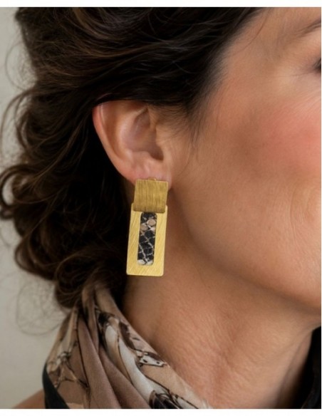AROS BAÑADOS EN ORO CUERO NEGRO Y GRIS