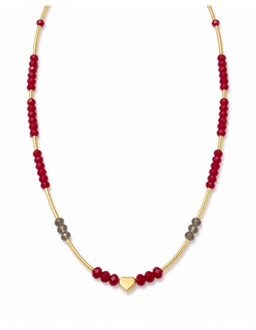 COLLAR BAÑADO EN ORO PIEDRA ROJA