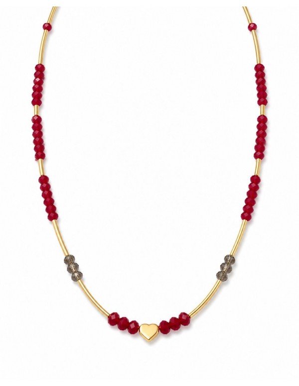 COLLAR BAÑADO EN ORO PIEDRA ROJA