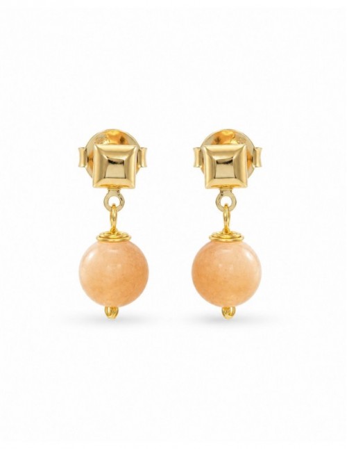 AROS BAÑADOS EN ORO PIEDRA ROSADA