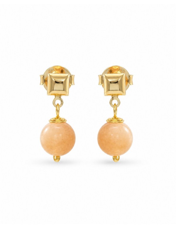AROS BAÑADOS EN ORO PIEDRA ROSADA