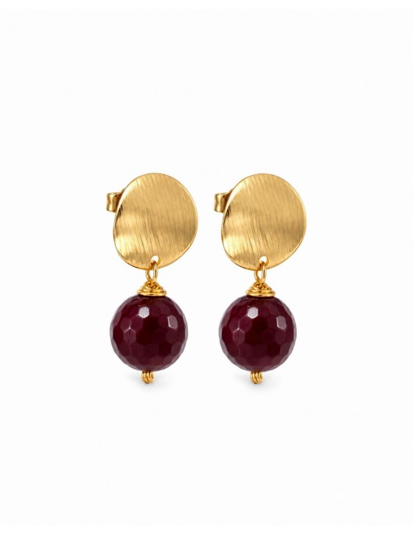 AROS BAÑADOS EN ORO PIEDRA MORADA